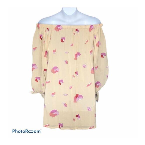 Jill Stuart Off-the-Shoulder Yellow Floral Mini Dress NWT Size 0 XS | Vacation - Picture 6 of 9